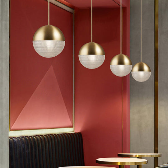 Contemporary Hemispherical Glass Pendant Light with Frosted Metal Lamp Body - Ideal for Aisle Bar, 1-Light Hanging Lamp