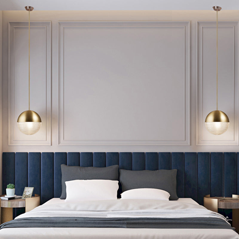 Contemporary Hemispherical Glass Pendant Light with Frosted Metal Lamp Body - Ideal for Aisle Bar, 1-Light Hanging Lamp