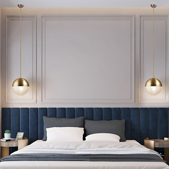 Contemporary Hemispherical Glass Pendant Light with Frosted Metal Lamp Body - Ideal for Aisle Bar, 1-Light Hanging Lamp