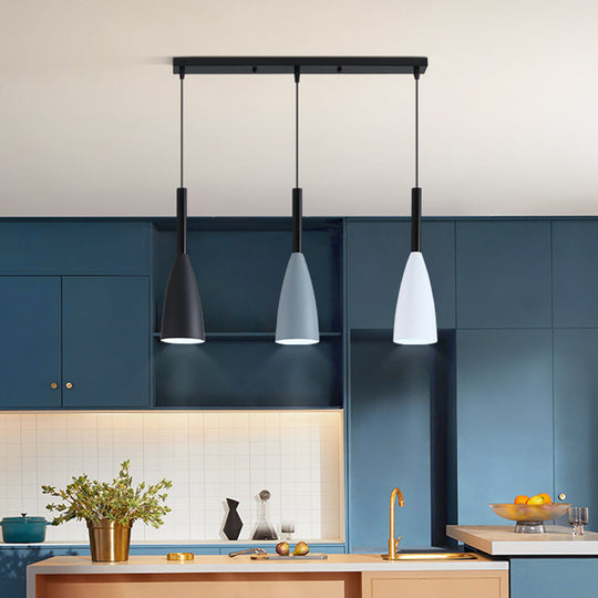 Metal Goblet Shade Hanging Light - Macaroon Style, 3 Lights - Perfect for Dining Room and Foyer