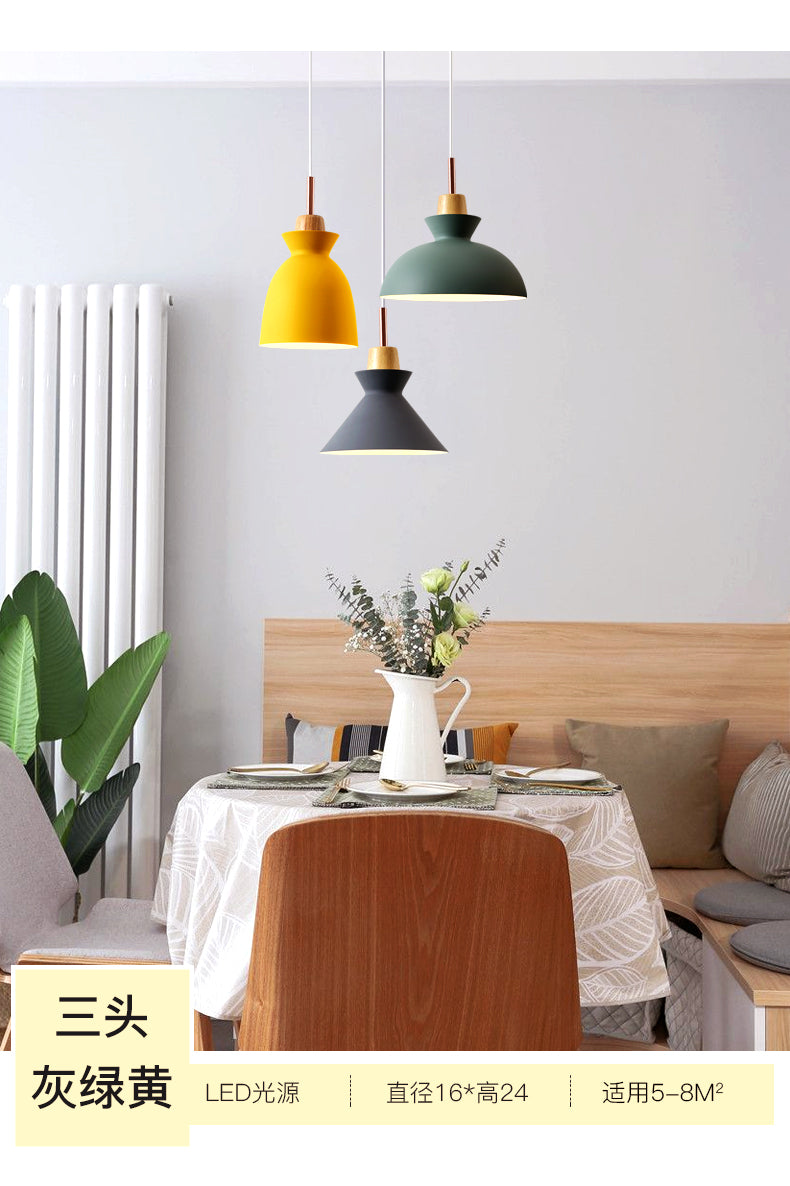 Multi-Color Macaroon Style Pendant Light with Aluminum Shade for Dining and Bedroom