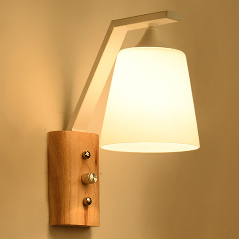 White Glass Wall Sconce for Study Room and Bedroom Lighting