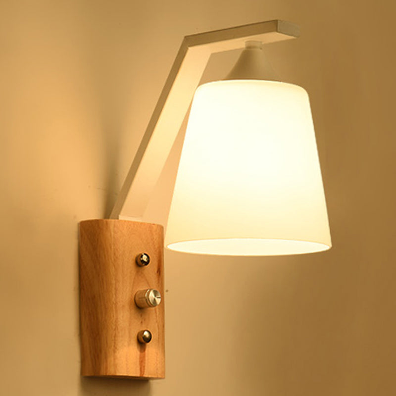 White Glass Wall Sconce for Study Room and Bedroom Lighting