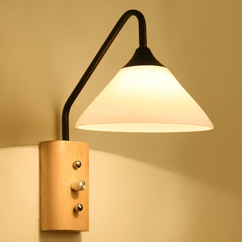 White Glass Wall Sconce for Study Room and Bedroom Lighting