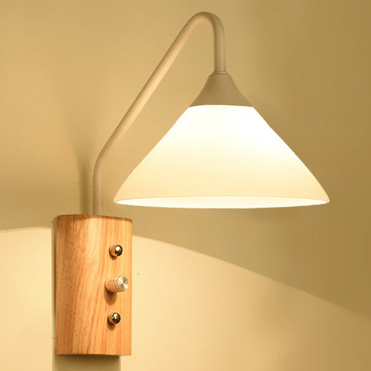 White Glass Wall Sconce for Study Room and Bedroom Lighting