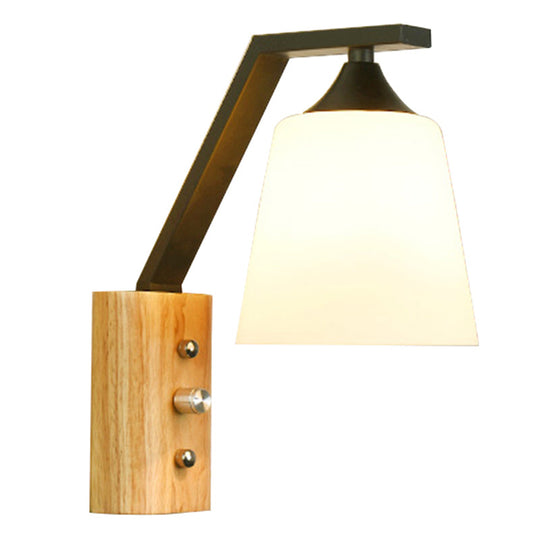 White Glass Wall Sconce for Study Room and Bedroom Lighting