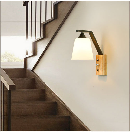 White Glass Wall Sconce for Study Room and Bedroom Lighting