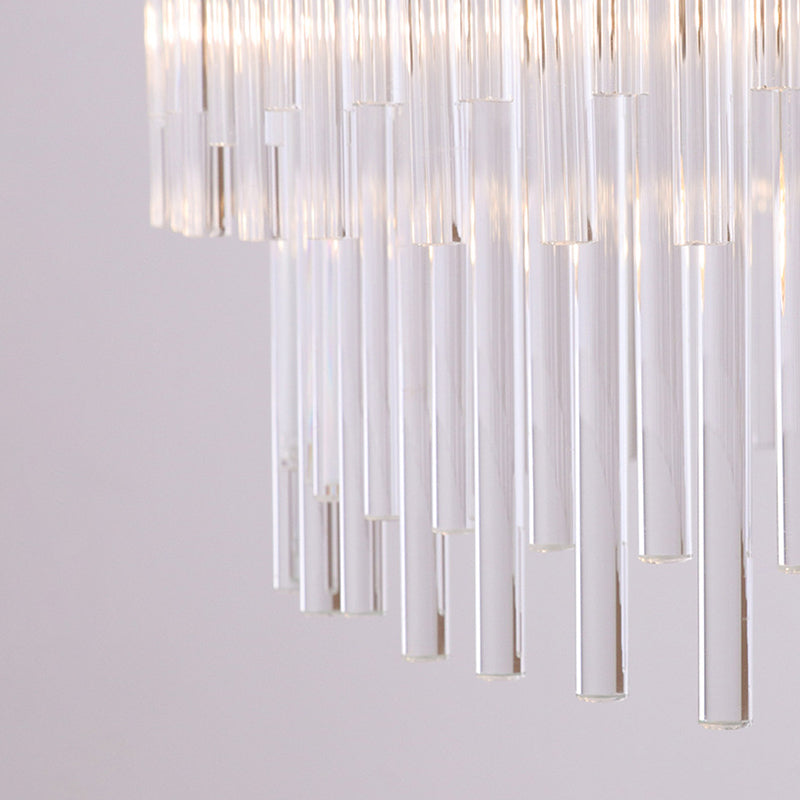 Contemporary Clear Crystal Chandelier: 6-Light Brass Pendant for Living Room