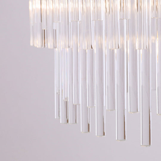 Contemporary Clear Crystal Chandelier: 6-Light Brass Pendant for Living Room