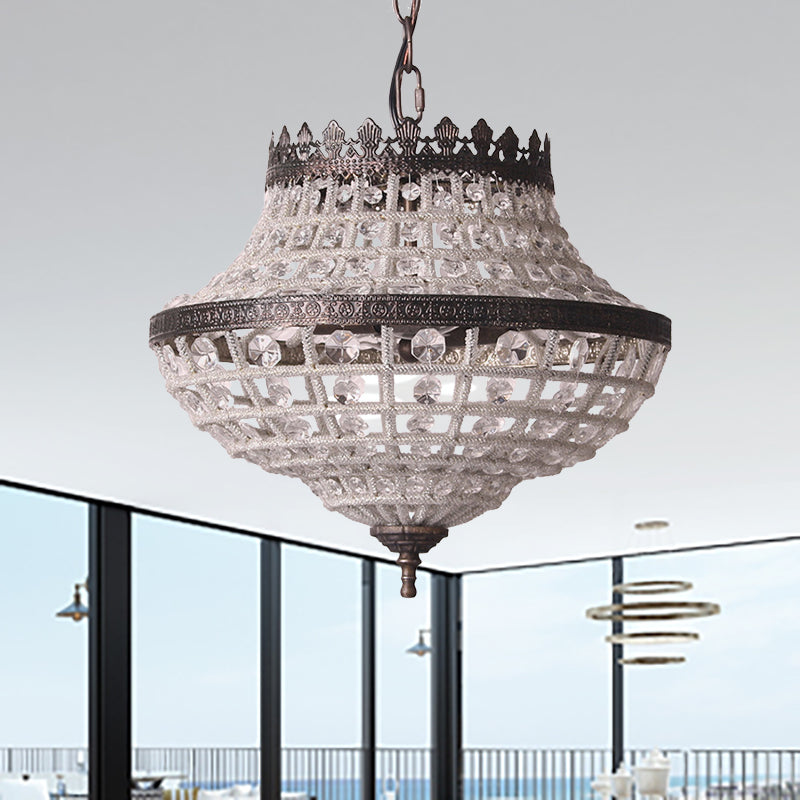 Vintage Crystal Pendant Lamp with Antique Bronze Finish - Ideal for Bedroom Lighting