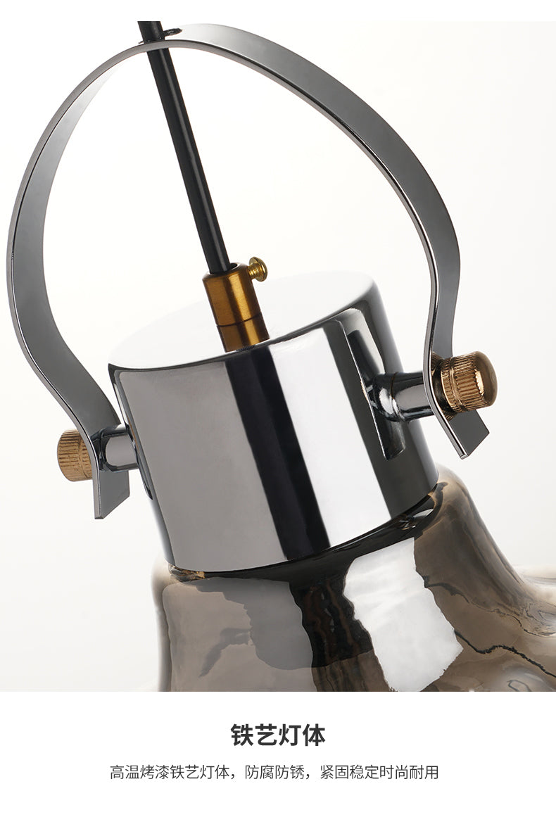 Modern Pendant Light Fixture - Stylish Down Lighting for Dining Room with Pumpkin Glass Shade