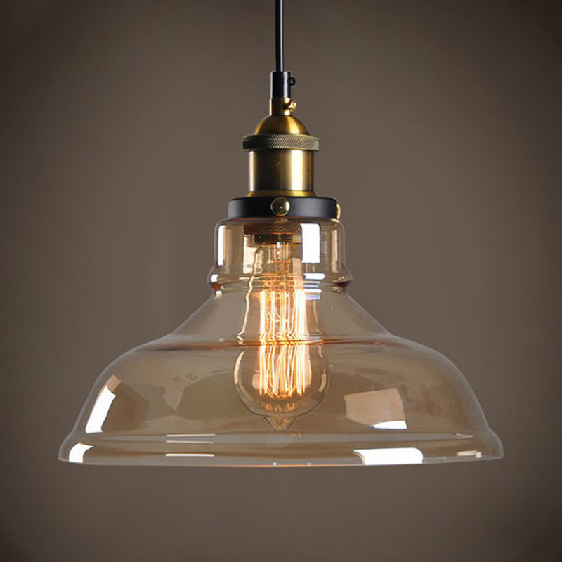 Glass Bowl Pendant Lighting Fixture - Minimalist Style Hanging Lamp Kit for Restaurants