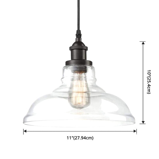 Glass Bowl Pendant Lighting Fixture - Minimalist Style Hanging Lamp Kit for Restaurants