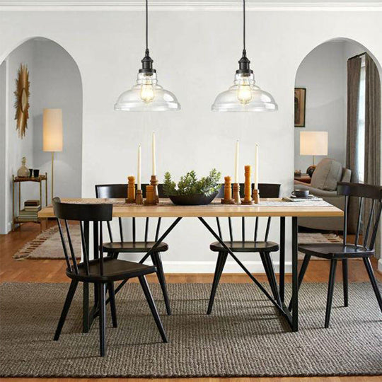 Glass Bowl Pendant Lighting Fixture - Minimalist Style Hanging Lamp Kit for Restaurants