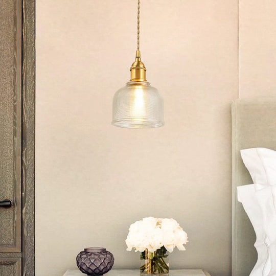 Contemporary Gold Suspension Pendant with Glass Dome for Bedroom Ceiling Lighting