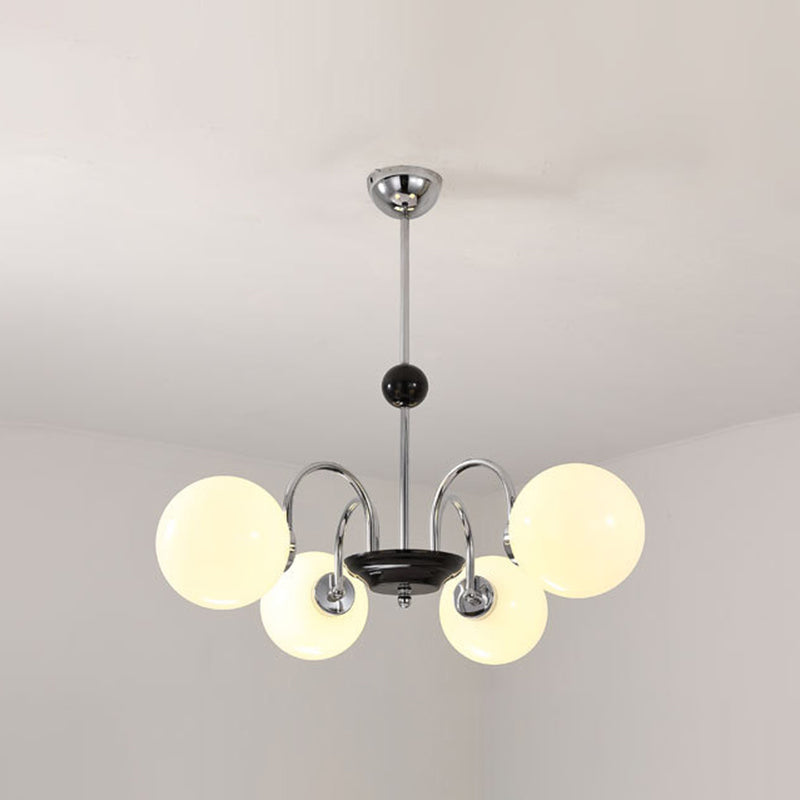 Sleek White Glass Ceiling Chandelier - Modern Minimalist Design
