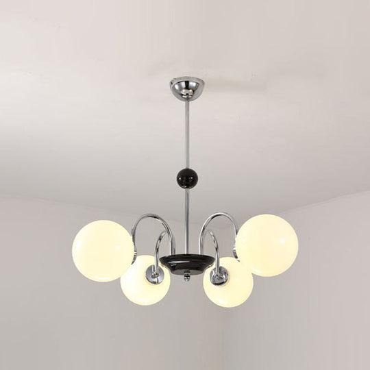 Sleek White Glass Ceiling Chandelier - Modern Minimalist Design
