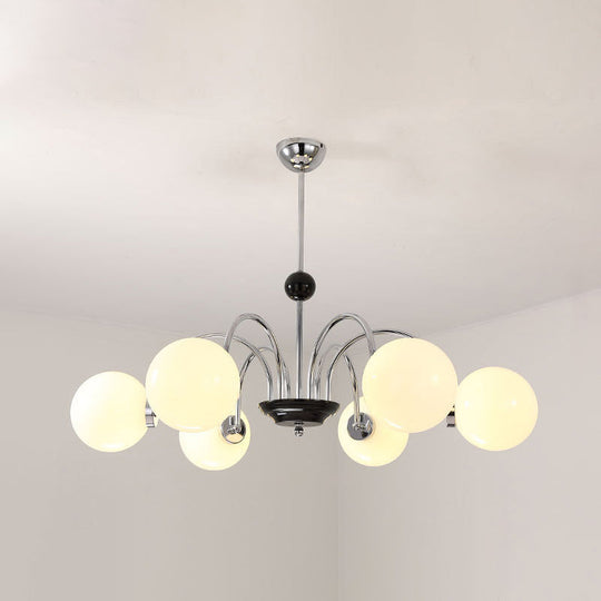 Sleek White Glass Ceiling Chandelier - Modern Minimalist Design