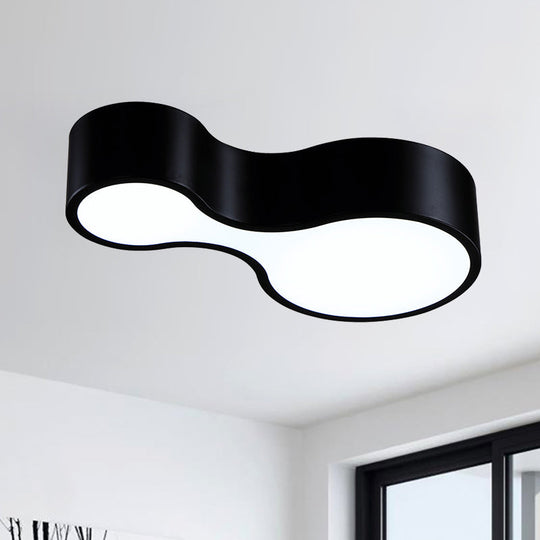 Modern Black/White Curved Flush LED Metal Ceiling Lamp with Frosted Diffuser
