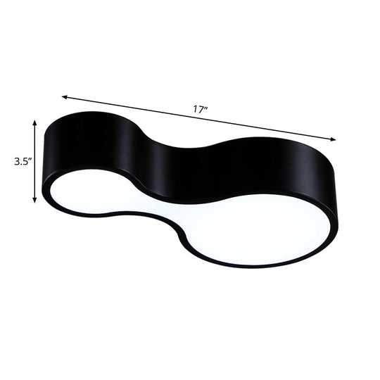 Modern Black/White Curved Flush LED Metal Ceiling Lamp with Frosted Diffuser