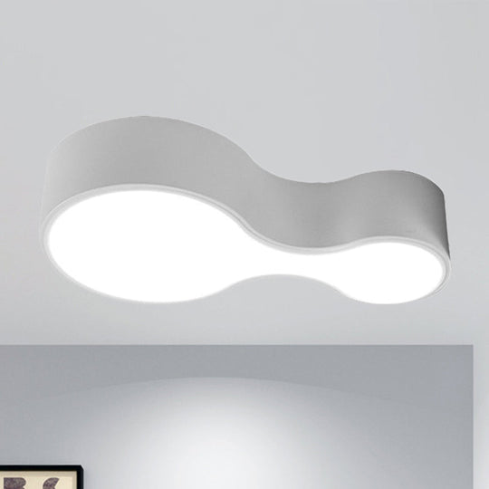 Modern Black/White Curved Flush LED Metal Ceiling Lamp with Frosted Diffuser