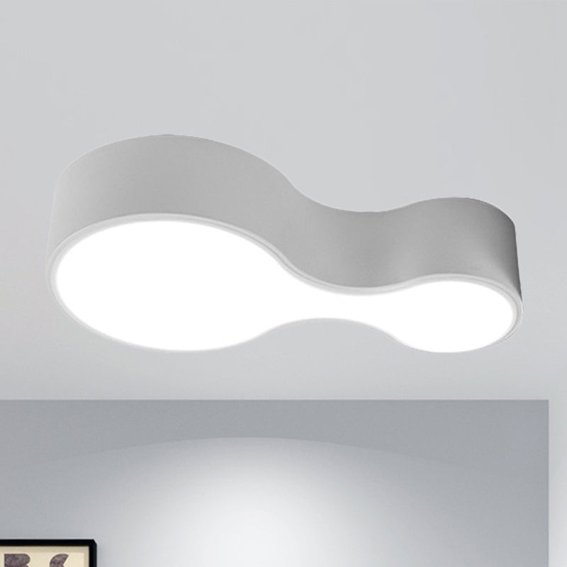 Modern Black/White Curved Flush LED Metal Ceiling Lamp with Frosted Diffuser