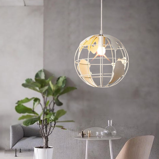 Industrial Orb Pendant Light with Metal Cage Shade for Living Room