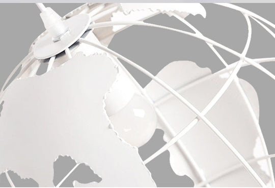 Industrial Orb Pendant Light with Metal Cage Shade for Living Room