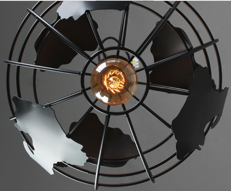 Industrial Orb Pendant Light with Metal Cage Shade for Living Room