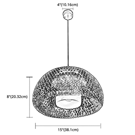 Bamboo Double-Decker Pendant Light with Milk White Glass Shade - Perfect for Restaurant Aisles