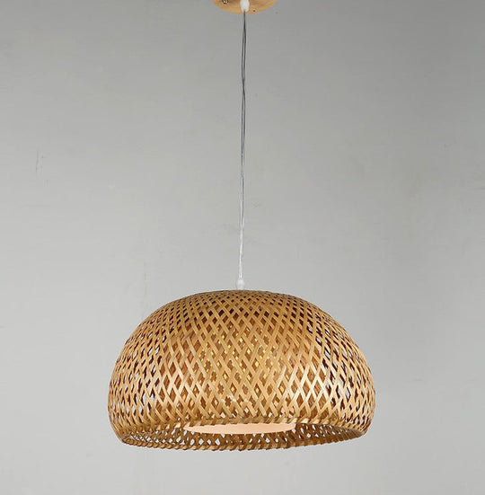 Bamboo Double-Decker Pendant Light with Milk White Glass Shade - Perfect for Restaurant Aisles