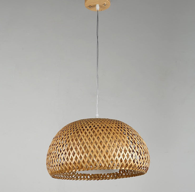 Bamboo Double-Decker Pendant Light with Milk White Glass Shade - Perfect for Restaurant Aisles