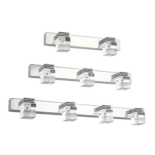 Modern Stainless Steel Bathroom Wall Light with Crystal Bubble Shade