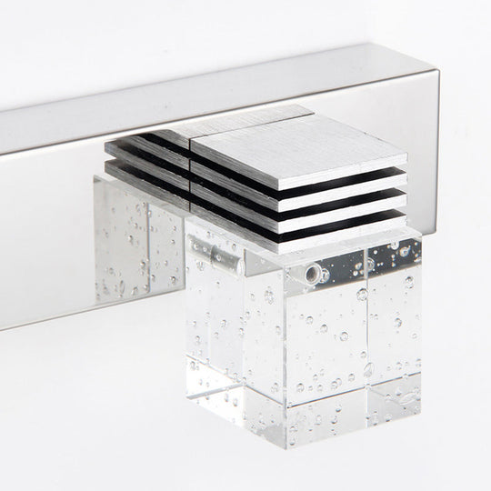 Modern Stainless Steel Bathroom Wall Light with Crystal Bubble Shade