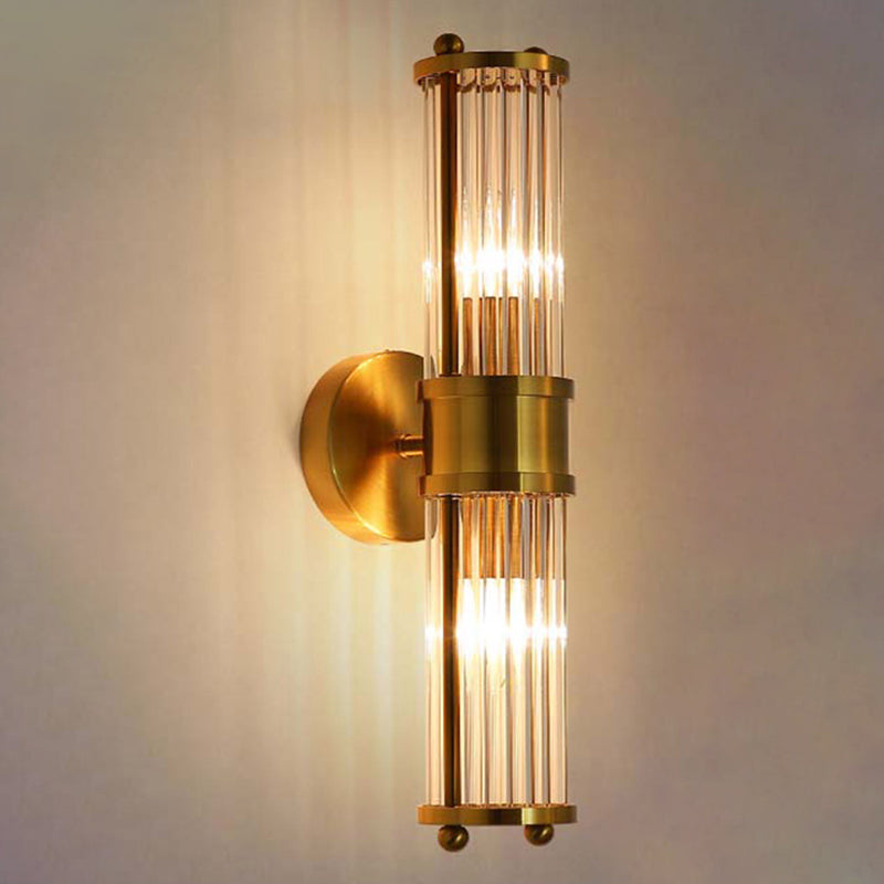 Gold Finish Crystal LED Bathroom Vanity Lights - 2 Head Wall Mount Lamp for Indoor Lighting