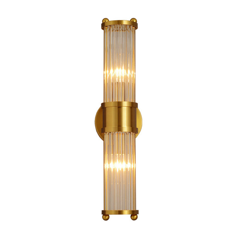 Gold Finish Crystal LED Bathroom Vanity Lights - 2 Head Wall Mount Lamp for Indoor Lighting