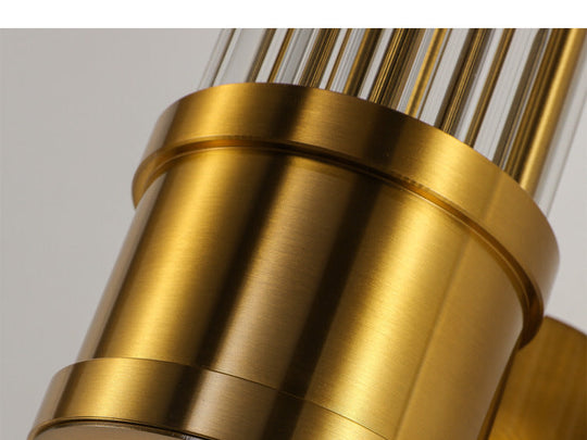 Gold Finish Crystal LED Bathroom Vanity Lights - 2 Head Wall Mount Lamp for Indoor Lighting