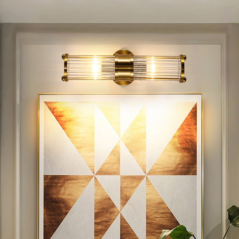 Gold Finish Crystal LED Bathroom Vanity Lights - 2 Head Wall Mount Lamp for Indoor Lighting