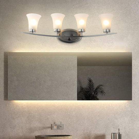 Opal White Glass Wall Sconces - 4 American Simplicity Lights for Bathroom Vanity
