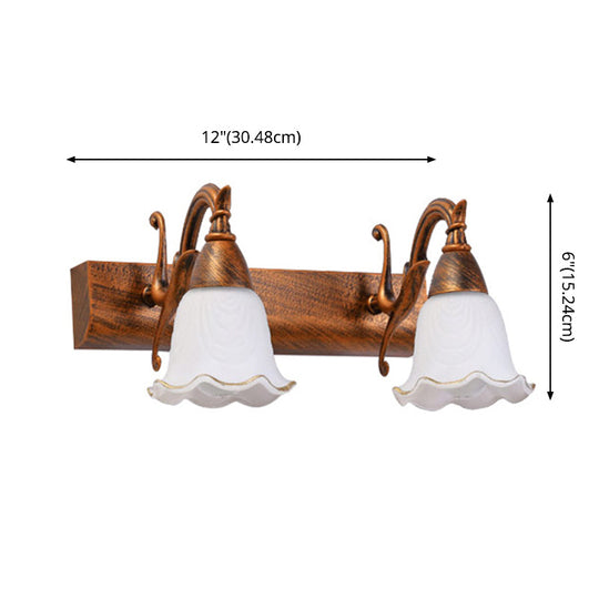 American Waterproof Bathroom Light Fixture with White Glass Shade - 2 Lights