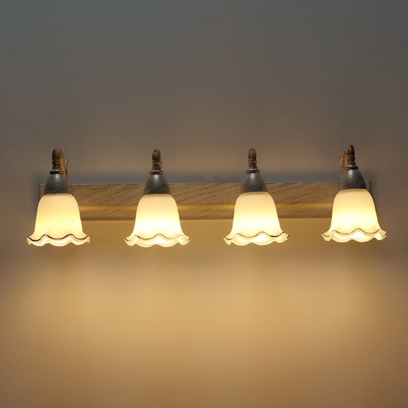 American Waterproof Bathroom Light Fixture with White Glass Shade - 2 Lights