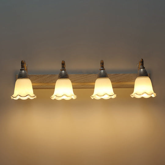 American Waterproof Bathroom Light Fixture with White Glass Shade - 2 Lights