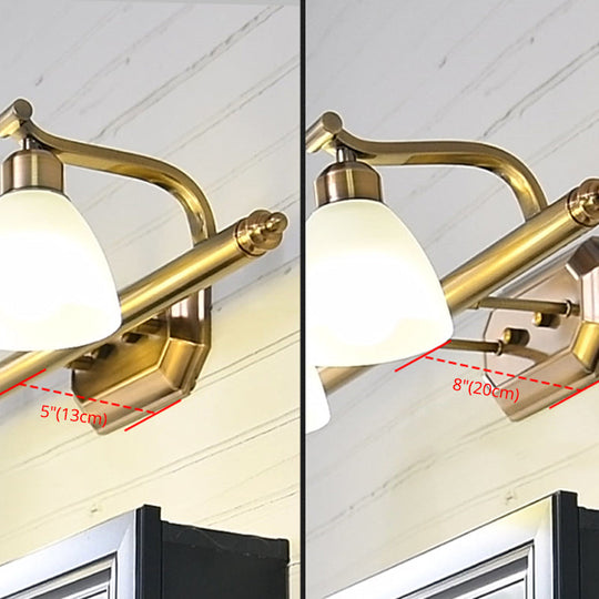Brass LED Vanity Lighting for Makeup in Frosted Glass - American Bathroom Fixture