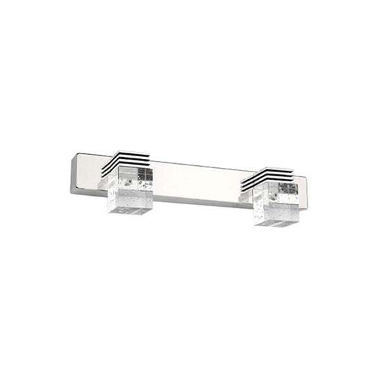 Modern Stainless Steel Bathroom Wall Light with Crystal Bubble Shade