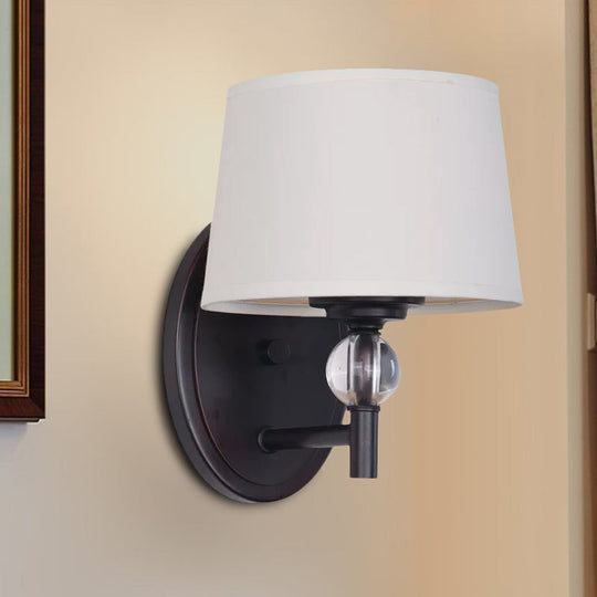 White Fabric Wall Sconce Light: Modern Style with Crystal Ball Deco
