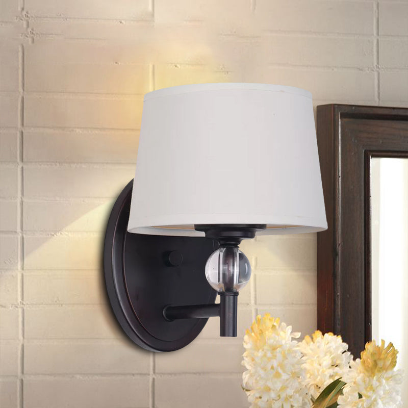 White Fabric Wall Sconce Light: Modern Style with Crystal Ball Deco