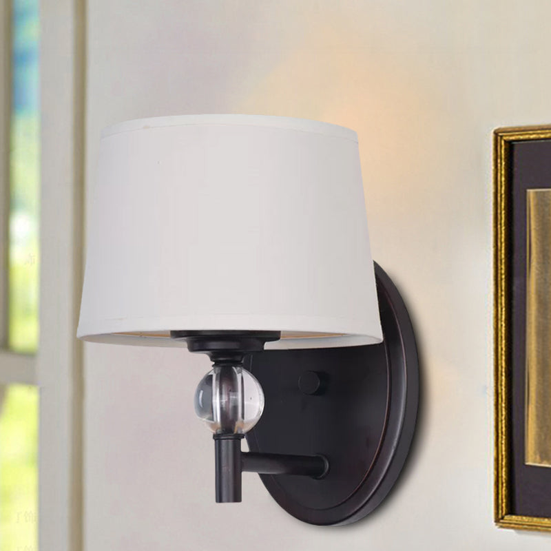 White Fabric Wall Sconce Light: Modern Style with Crystal Ball Deco