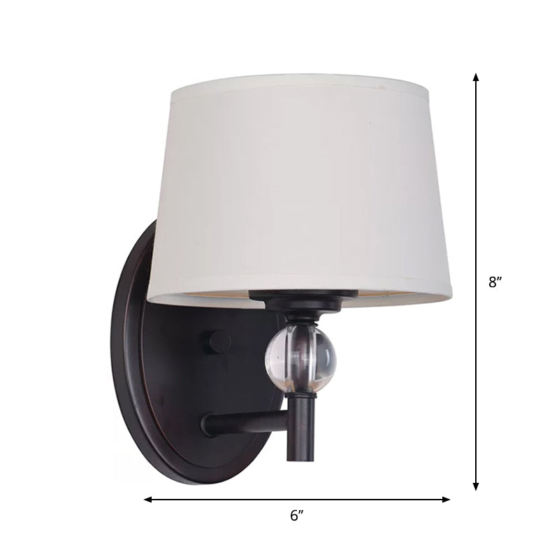 White Fabric Wall Sconce Light: Modern Style with Crystal Ball Deco