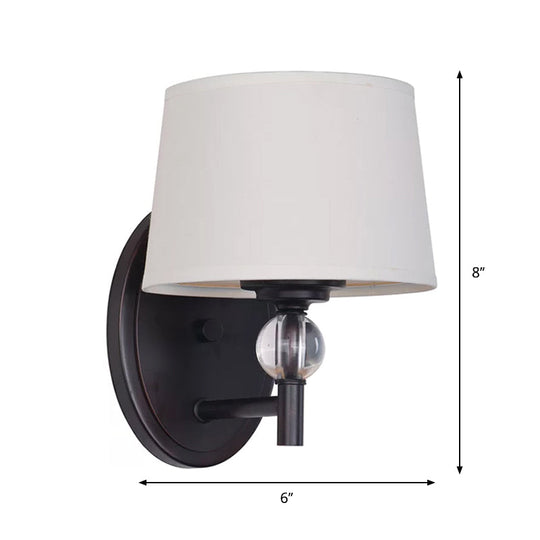 White Fabric Wall Sconce Light: Modern Style with Crystal Ball Deco