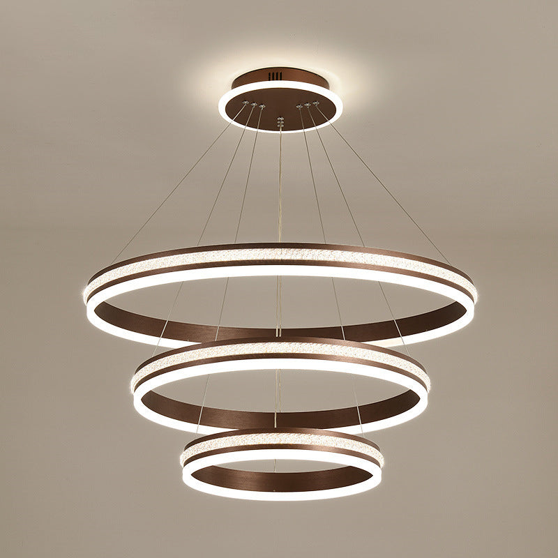 Modern Tiers LED Chandelier: Minimalist Acrylic Parlor Ring Suspension Light